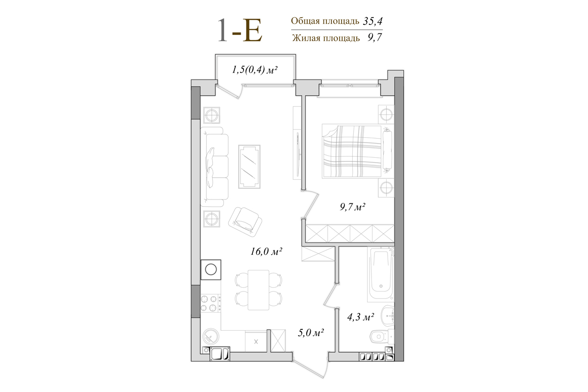 1-комнатная 35.4 м² в КД DeLuxe от 21 000 грн/м², г. Ирпень