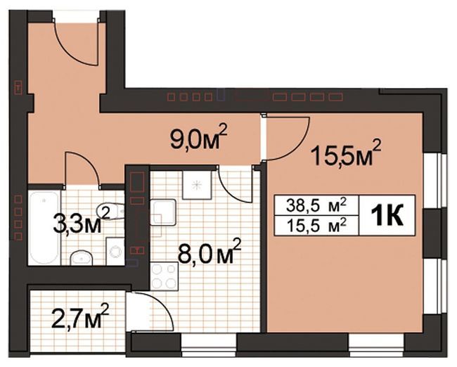 1-кімнатна 38.5 м² в ЖК Прованс-2 від забудовника, м. Ірпінь