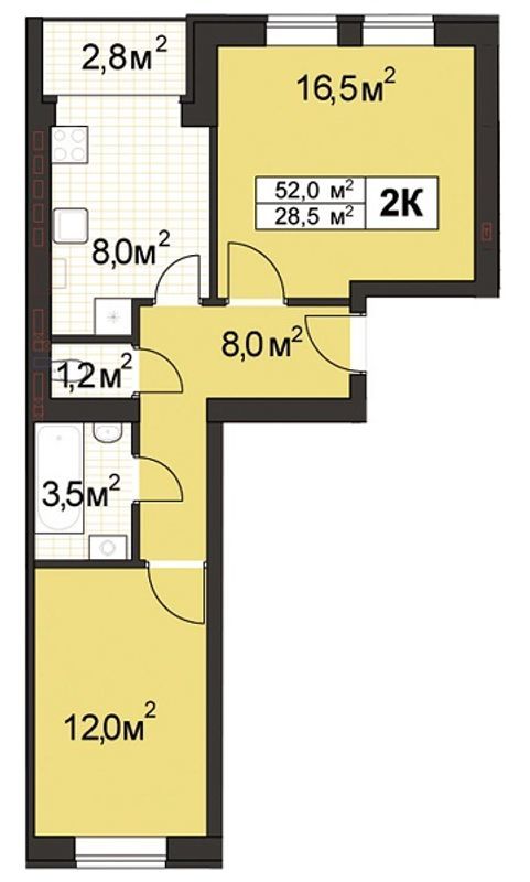 2-комнатная 52 м² в ЖК Прованс-2 от застройщика, г. Ирпень