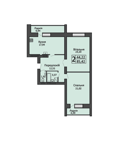 2-комнатная 85.42 м² в ЖК Левада от 13 500 грн/м², г. Борисполь