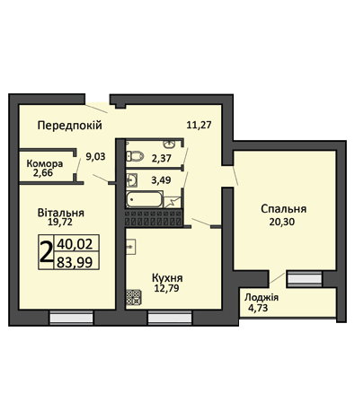 2-кімнатна 83.99 м² в ЖК Левада від 13 500 грн/м², м. Бориспіль