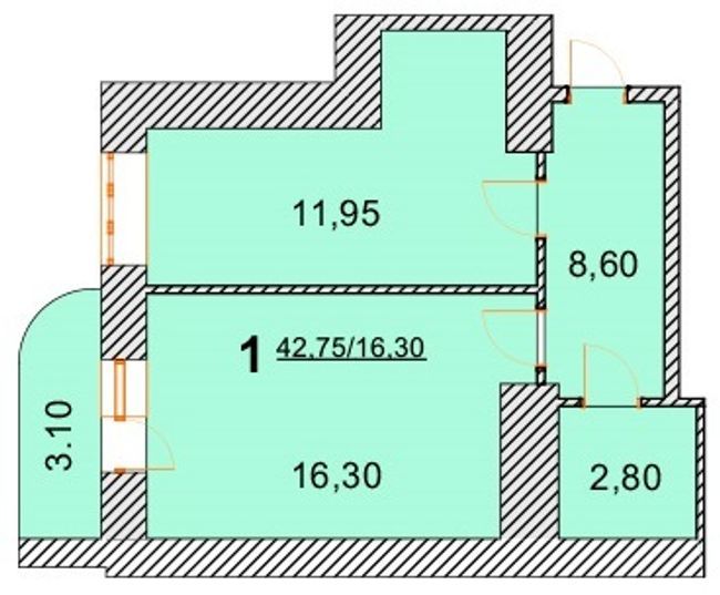 1-комнатная 42.75 м² в ЖК Лелека от 16 000 грн/м², г. Борисполь