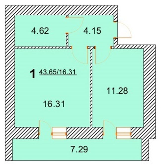 1-комнатная 43.65 м² в ЖК Лелека от 16 000 грн/м², г. Борисполь