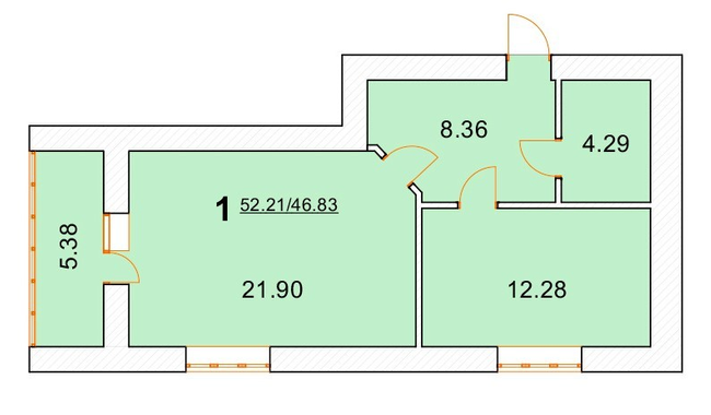 1-кімнатна 52.21 м² в ЖК на вул. Нова, 31А, 31Б від 22 000 грн/м², м. Бориспіль