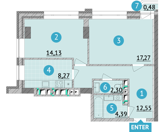2-кімнатна 59.39 м² в ЖК Smart Plaza Obolon від 47 550 грн/м², Київ