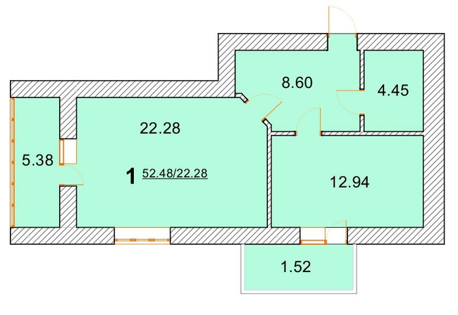 1-кімнатна 52.48 м² в ЖК на вул. Нова, 31А, 31Б від 22 000 грн/м², м. Бориспіль