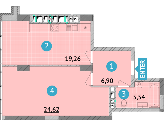 1-кімнатна 56.32 м² в ЖК Smart Plaza Obolon від 47 550 грн/м², Київ