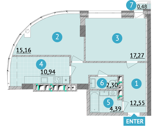 2-кімнатна 63.09 м² в ЖК Smart Plaza Obolon від 47 550 грн/м², Київ