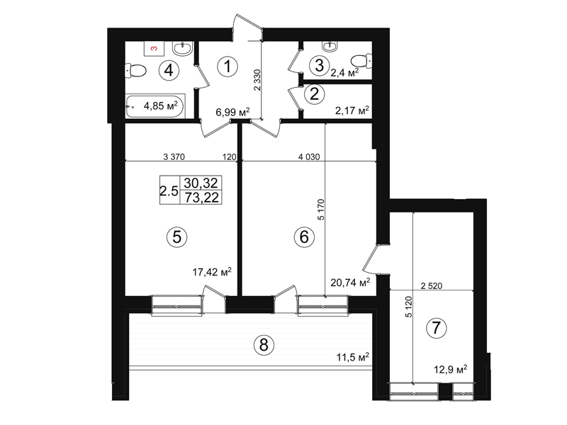 2-кімнатна 73.22 м² в ЖК Козацький Гай від 39 850 грн/м², Київ