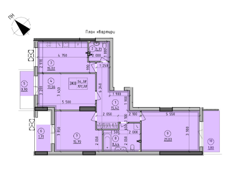 3-кімнатна 101.38 м² в ЖК Борисо-Глібський від 17 150 грн/м², м. Вишгород