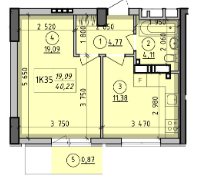 1-кімнатна 40.22 м² в ЖК Борисо-Глібський від 17 150 грн/м², м. Вишгород