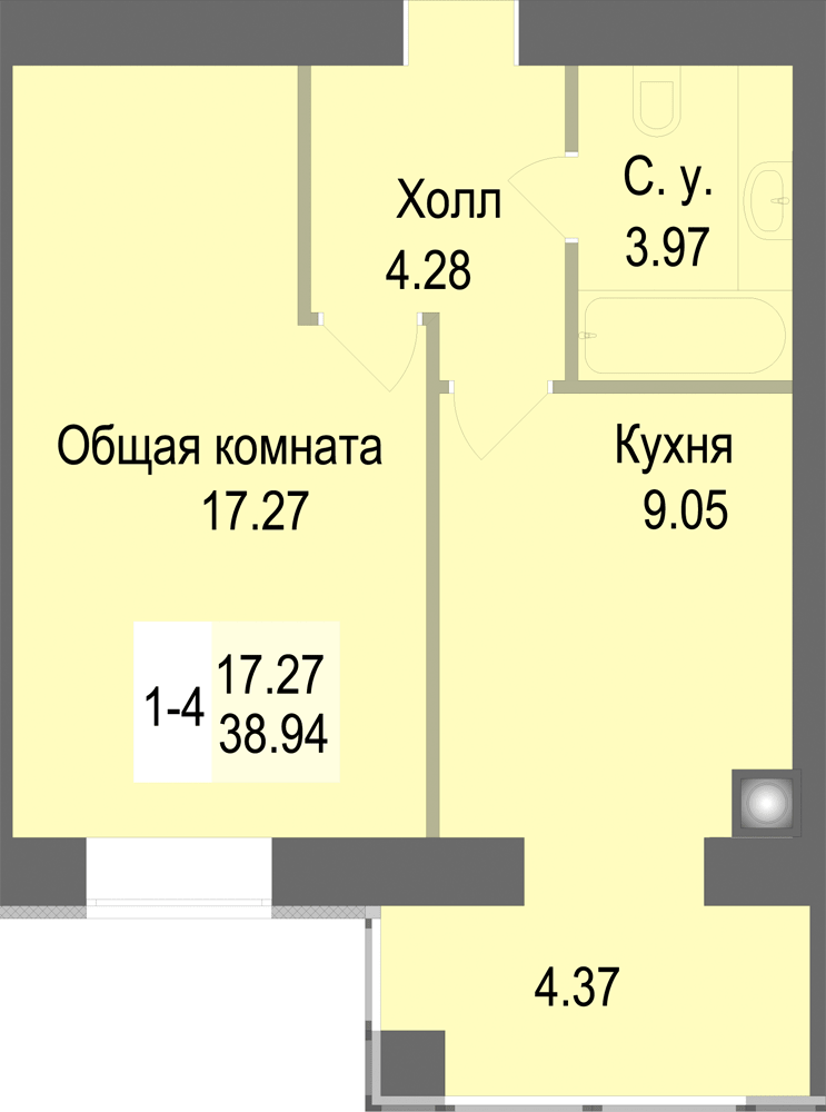 1-кімнатна 40.09 м² в ЖК Софіївська сфера від 21 000 грн/м², с. Софіївська Борщагівка