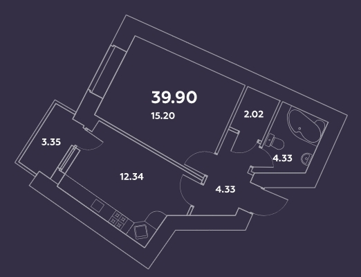 1-кімнатна 39.9 м² в ЖК Затишний квартал від 17 700 грн/м², с. Софіївська Борщагівка