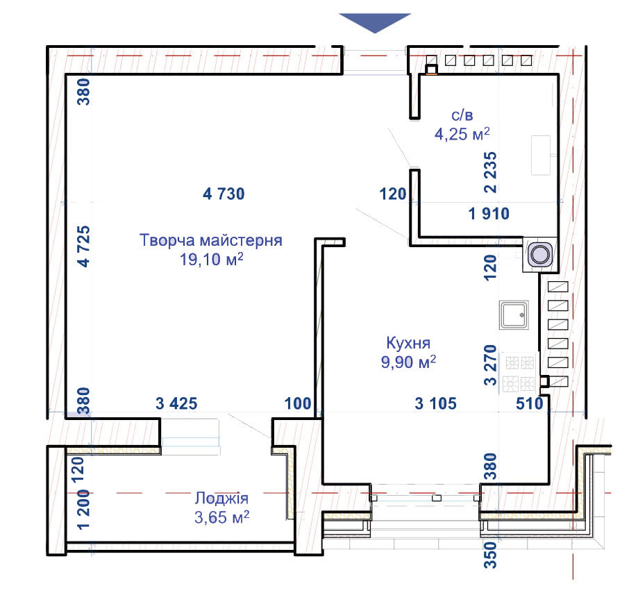 Помещение свободного назначения 36.85 м² в ЖК Хотів от застройщика, с. Хотов