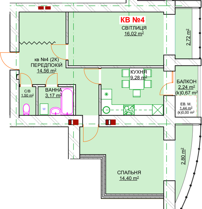 2-кімнатна 68.42 м² в ЖК Леваневського від 18 500 грн/м², м. Біла Церква