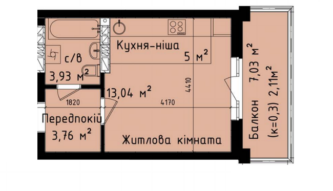 1-кімнатна 27.84 м² в ЖК Дніпровський від 27 550 грн/м², Київ