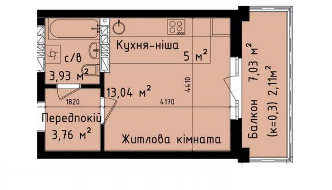 1-кімнатна 27.95 м² в ЖК Дніпровський від 45 000 грн/м², Київ