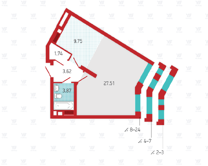 1-комнатная 46.49 м² в ЖК Art House от застройщика, Киев