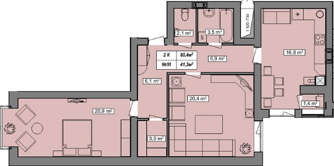2-кімнатна 80.4 м² в ЖК Гудвіл від 14 000 грн/м², с. Хотів