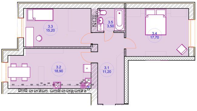 2-кімнатна 66.53 м² в ЖК Renome від забудовника, м. Ірпінь