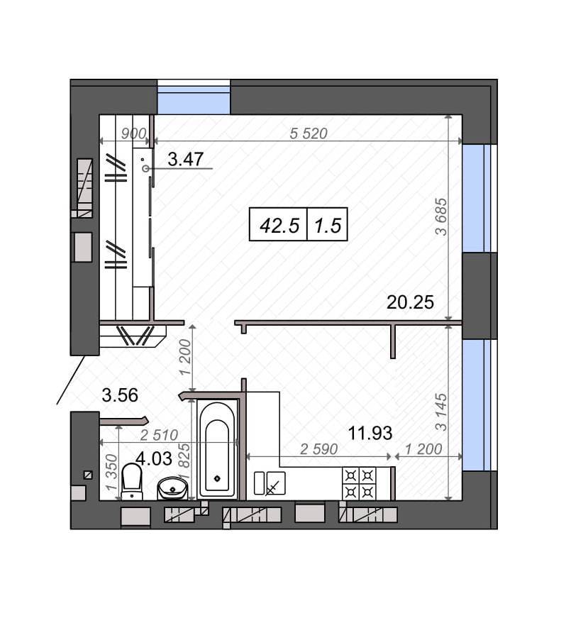 1-кімнатна 42.5 м² в ЖК Нові Метри Park від 19 500 грн/м², м. Ірпінь