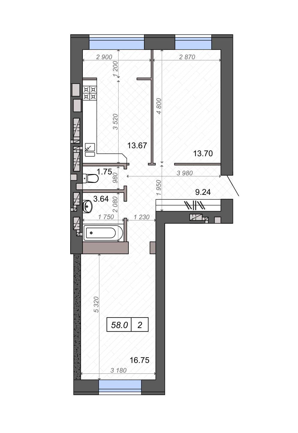 2-комнатная 58 м² в ЖК Новые Метры Park от 24 000 грн/м², г. Ирпень