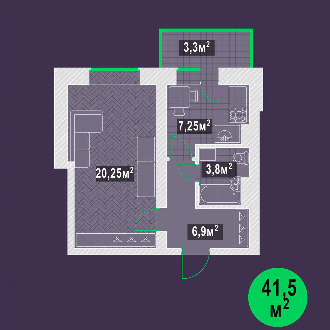 1-комнатная 41.5 м² в ЖК Garden Sky от 14 000 грн/м², г. Васильков