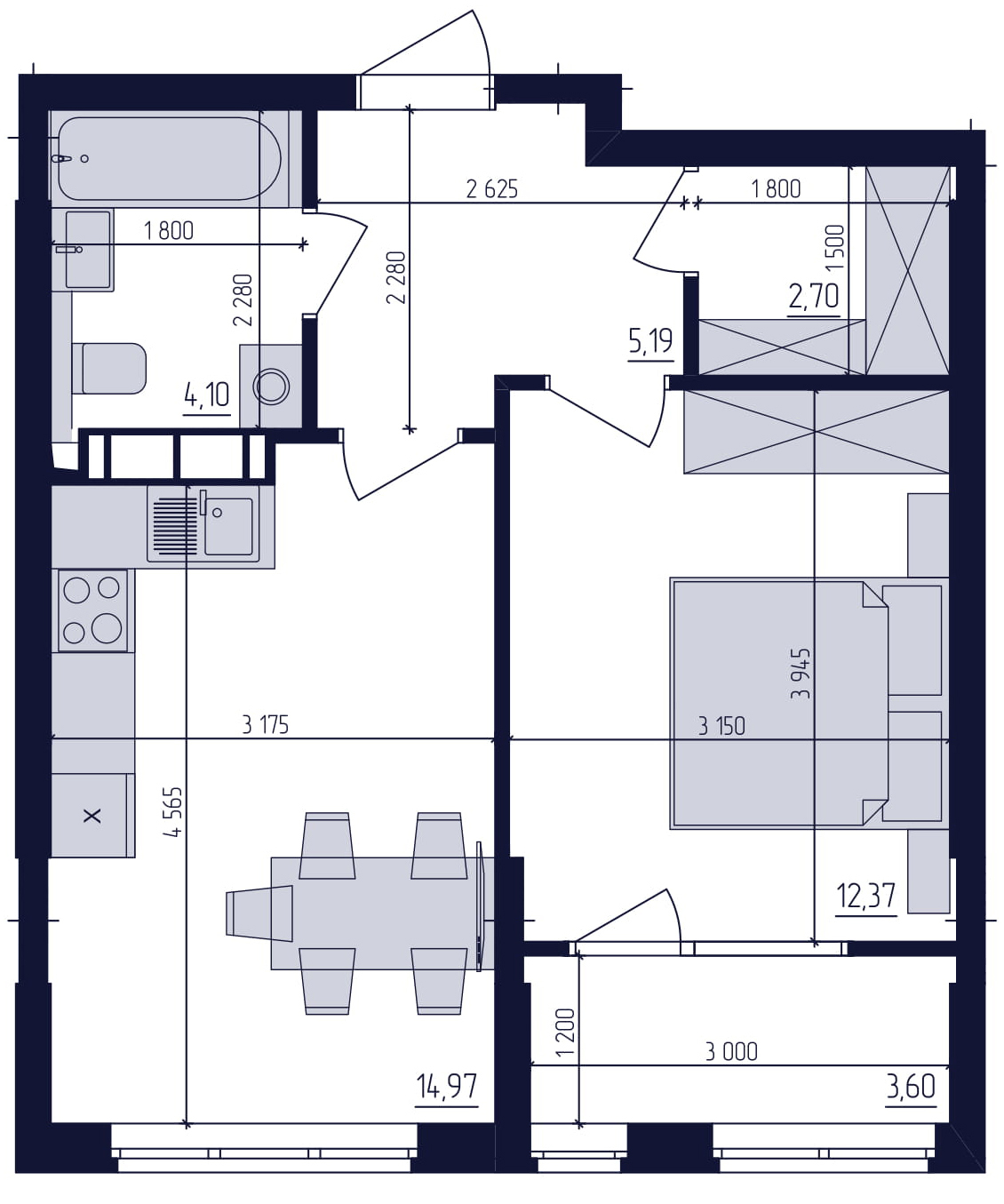 1-кімнатна 42.93 м² в ЖК Сучасний квартал від 24 800 грн/м², Київ