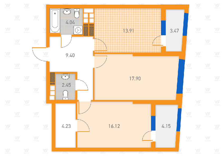 2-комнатная 75.67 м² в ЖК SOLAR CITY от 24 300 грн/м², Киев