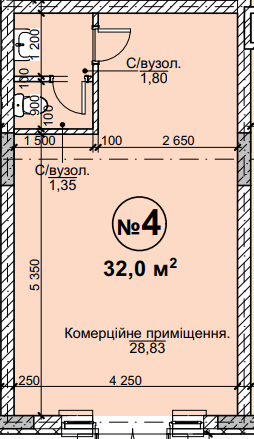 Приміщення вільного призначення 32 м² в ЖК Аврора від забудовника, м. Буча