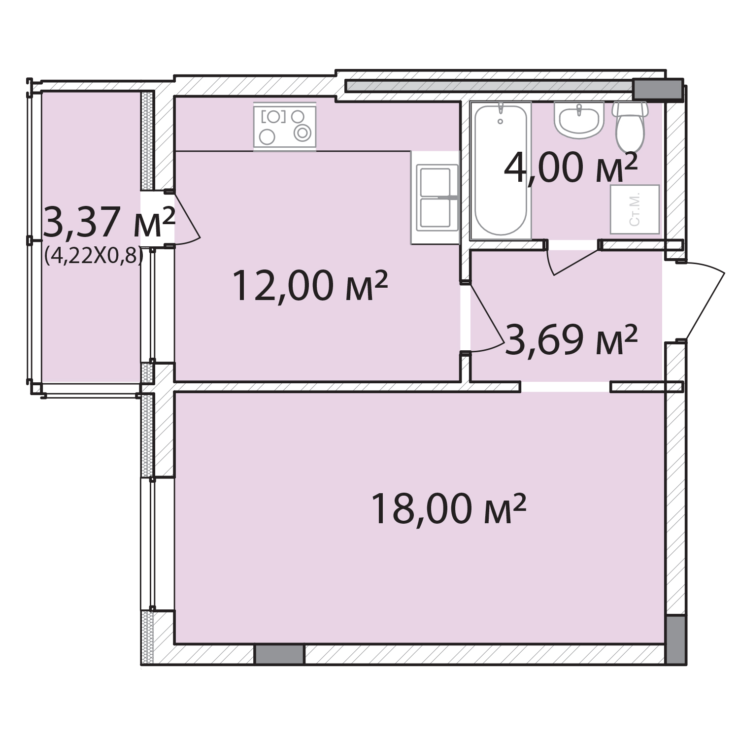 1-комнатная 41.06 м² в ЖК Лавандовый от 17 300 грн/м², г. Бровары