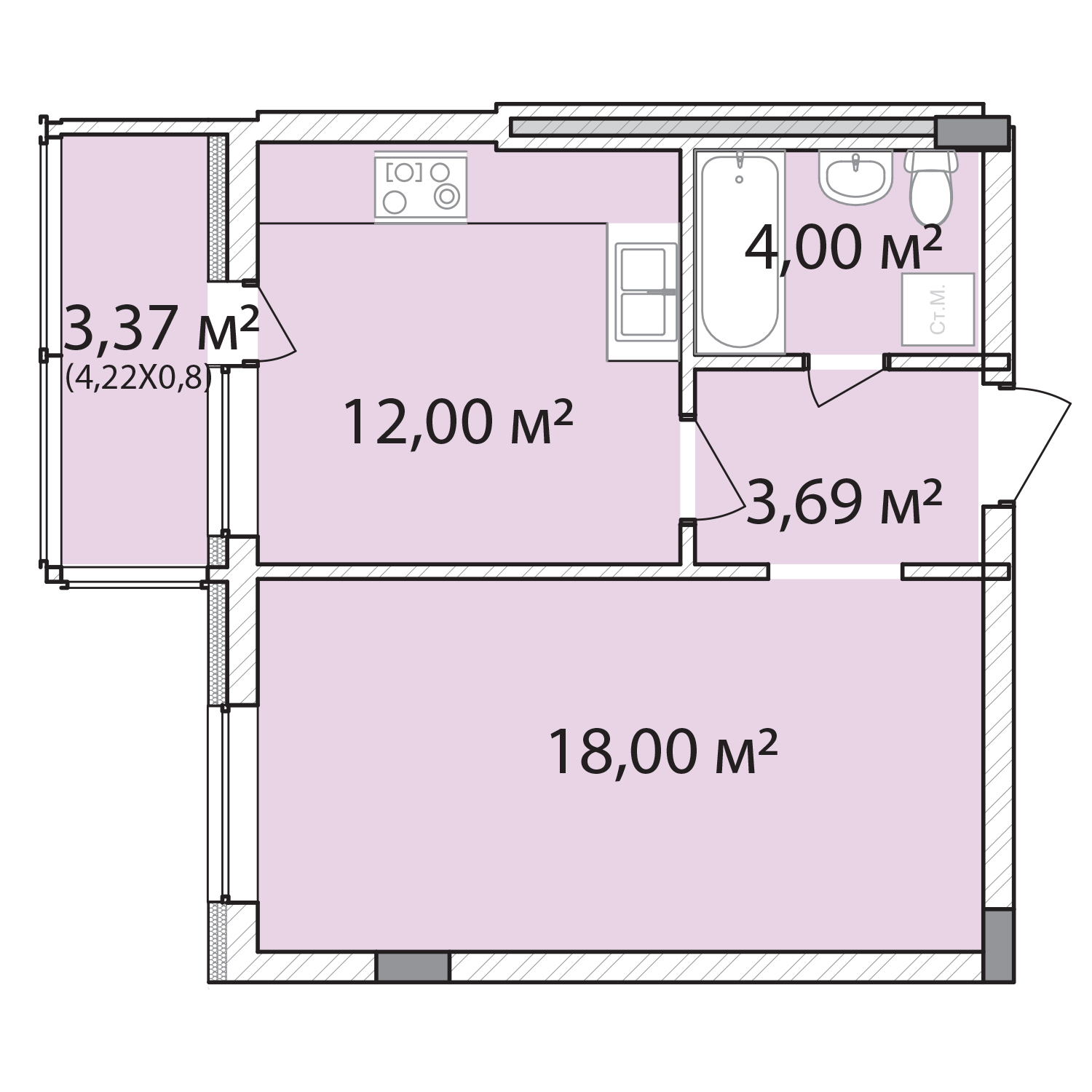 1-кімнатна 41.06 м² в ЖК Лавандовий від 17 300 грн/м², м. Бровари