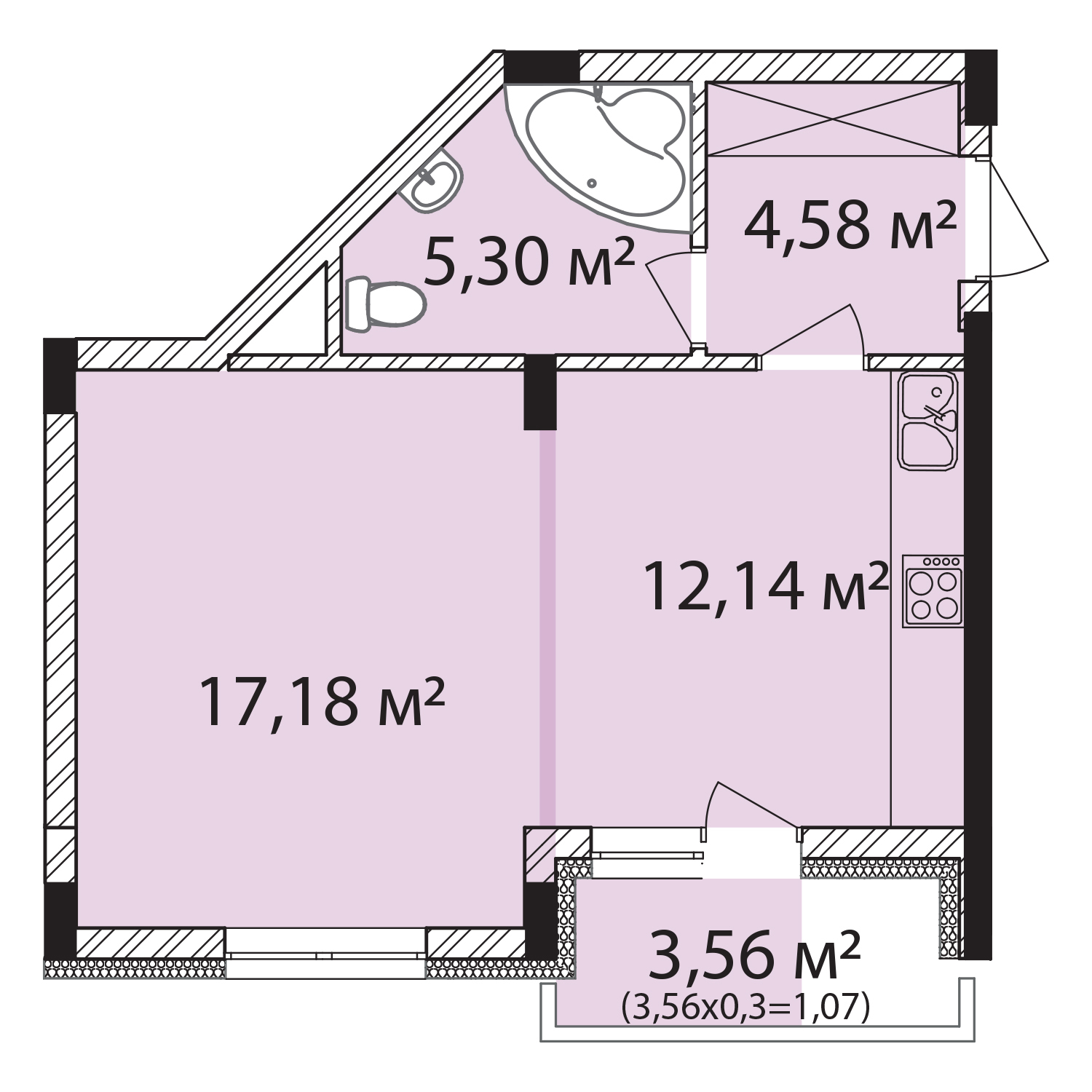 1-комнатная 40.27 м² в ЖК Лавандовый от 17 300 грн/м², г. Бровары