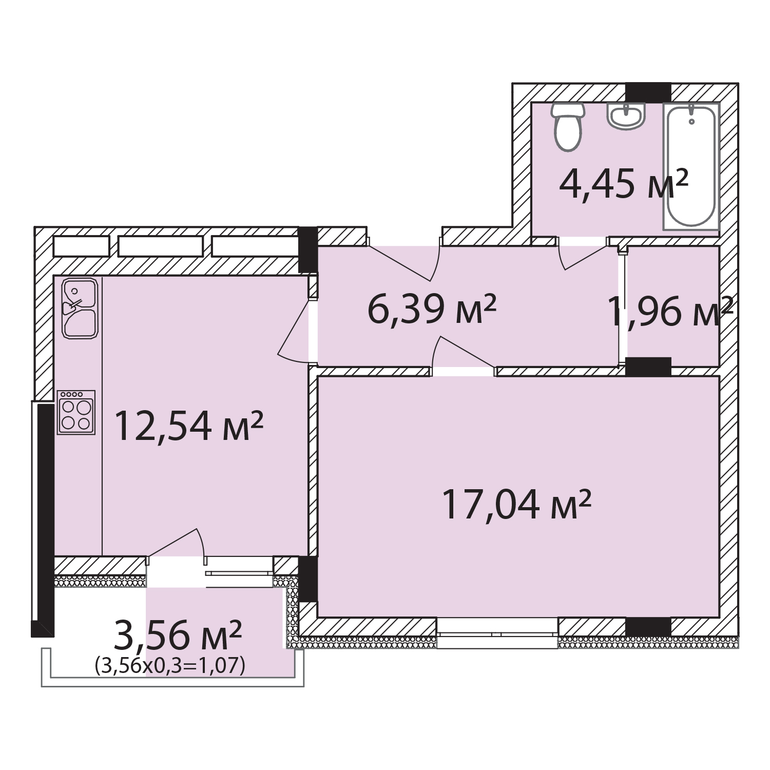 1-кімнатна 43.45 м² в ЖК Лавандовий від 17 300 грн/м², м. Бровари