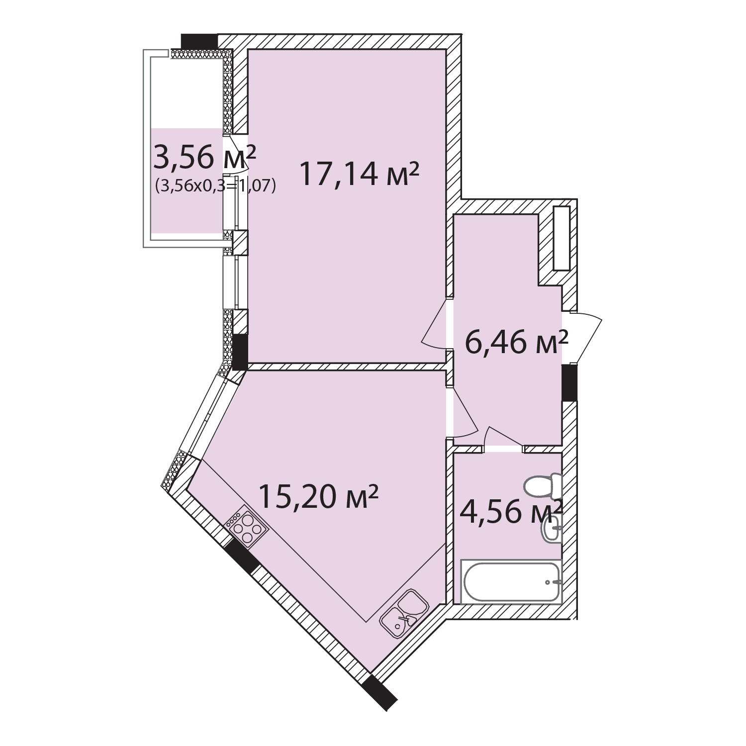 1-комнатная 44.43 м² в ЖК Лавандовый от 17 300 грн/м², г. Бровары