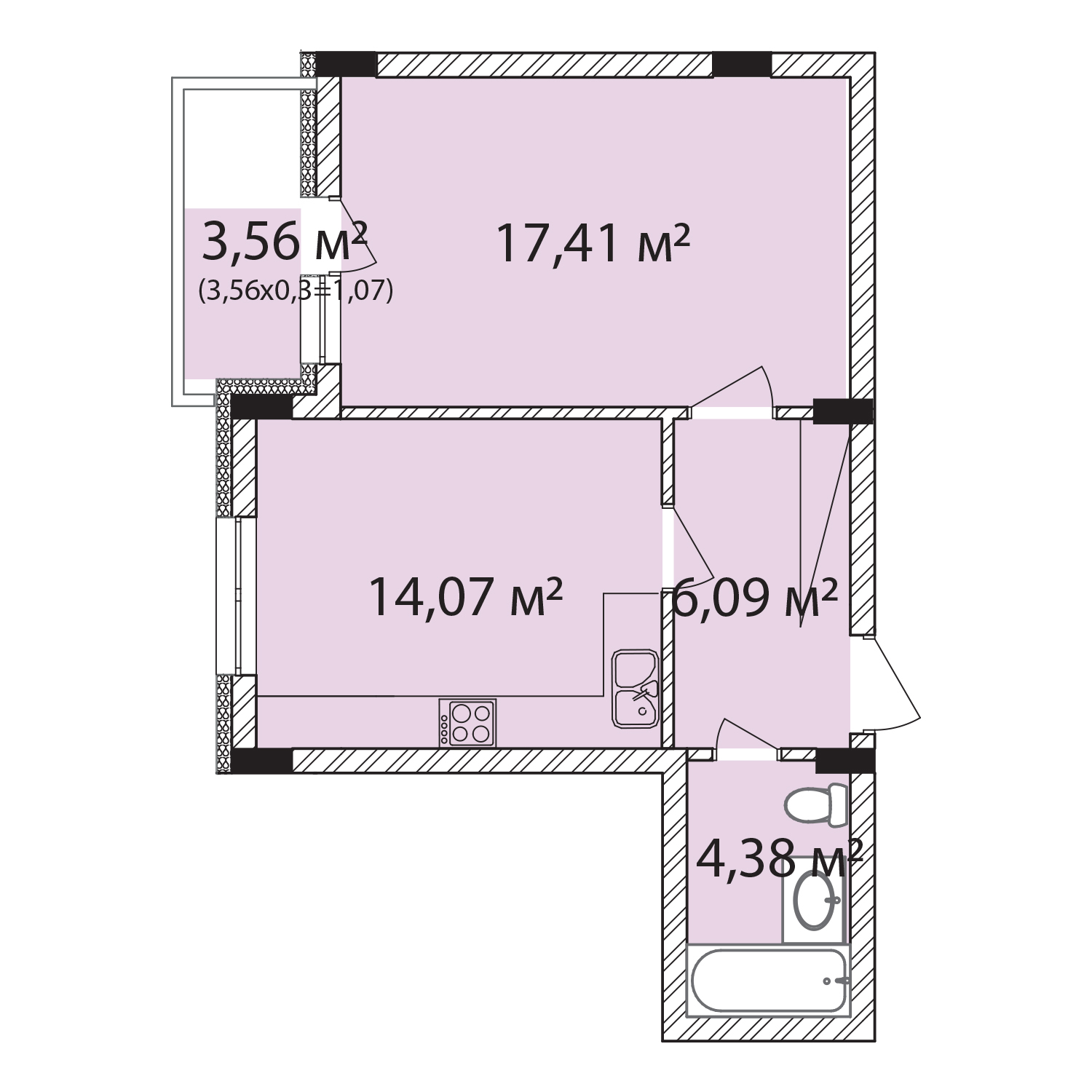 1-комнатная 43.02 м² в ЖК Лавандовый от 17 300 грн/м², г. Бровары