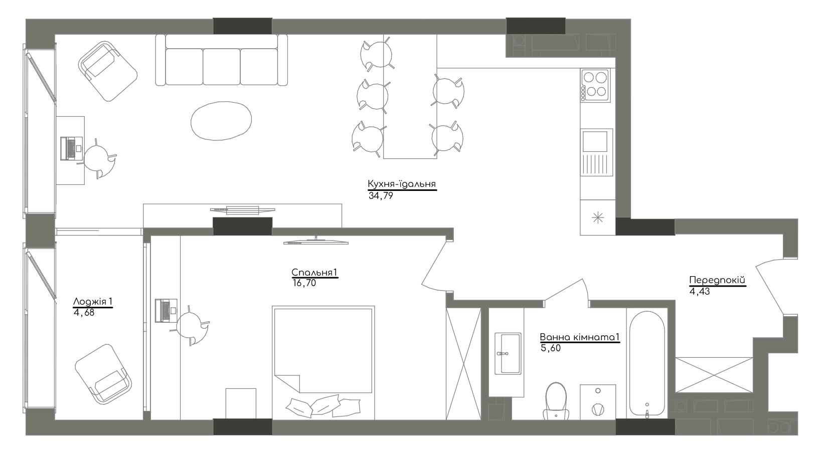 1-кімнатна 66.2 м² в ЖК Washington Concept House від 49 451 грн/м², Київ