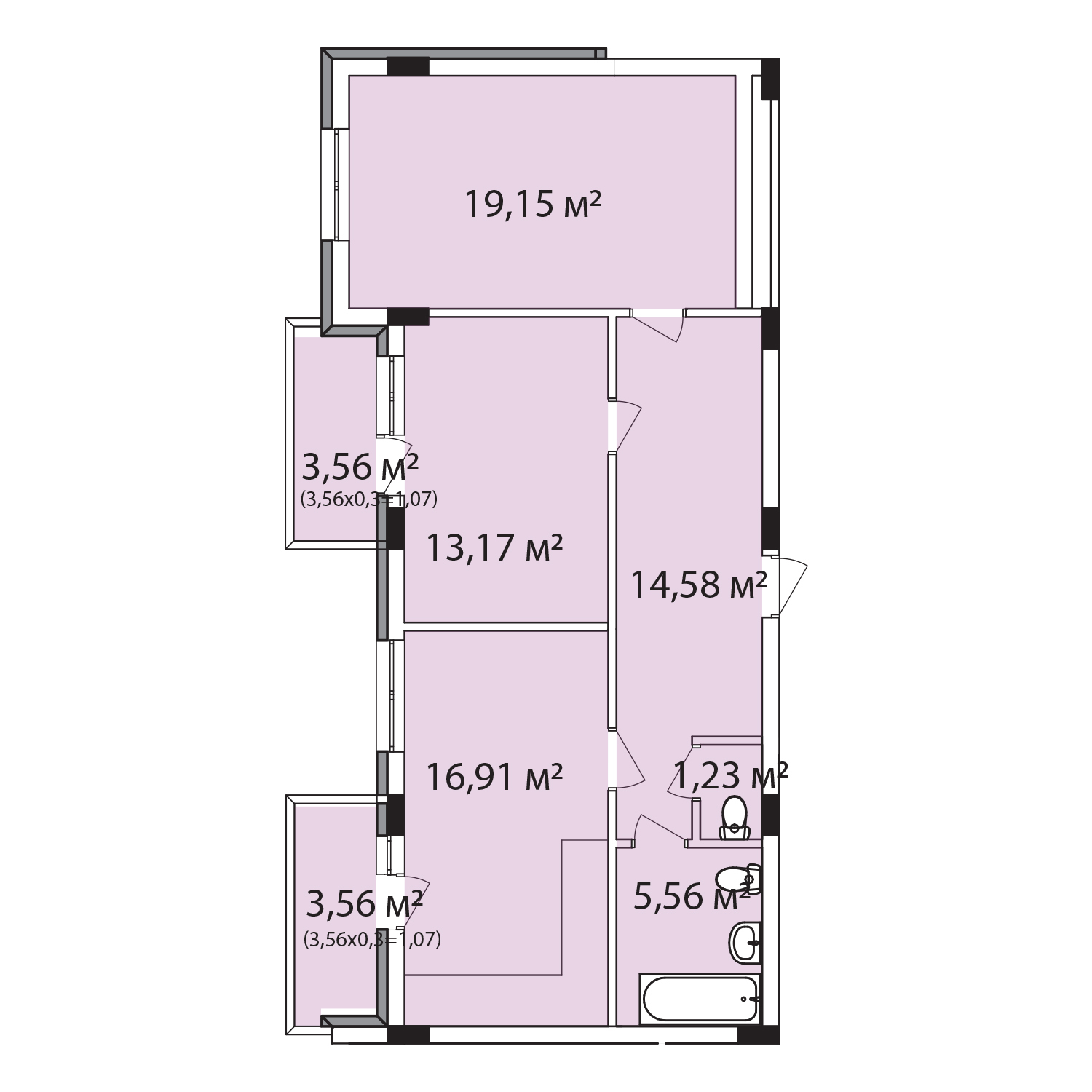 2-кімнатна 72.54 м² в ЖК Лавандовий від 21 379 грн/м², м. Бровари