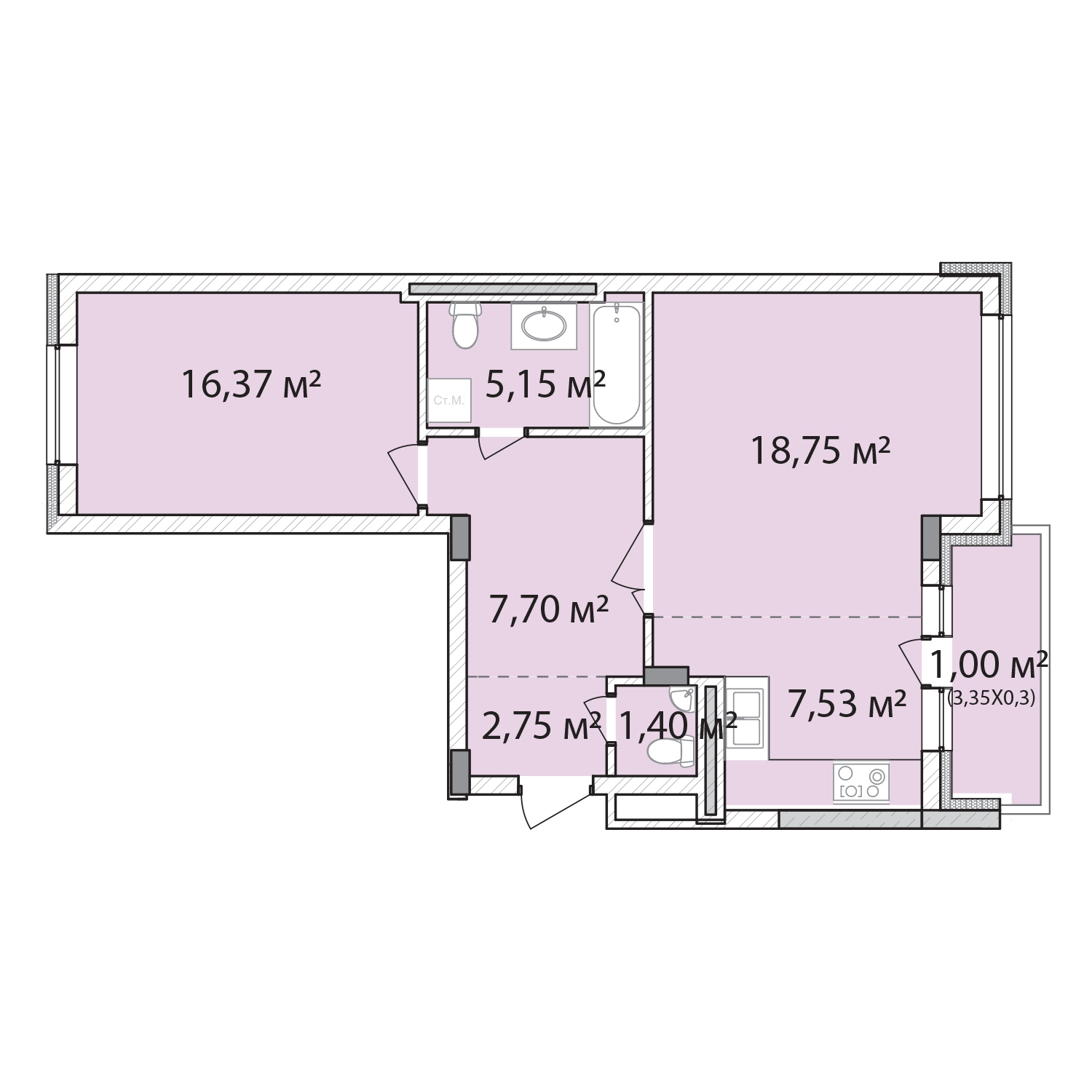 2-комнатная 60.65 м² в ЖК Лавандовый от 21 379 грн/м², г. Бровары