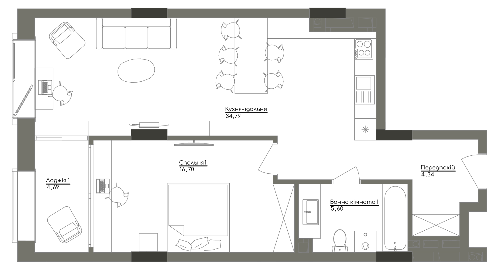 1-комнатная 66.12 м² в ЖК Washington Concept House от 72 690 грн/м², Киев