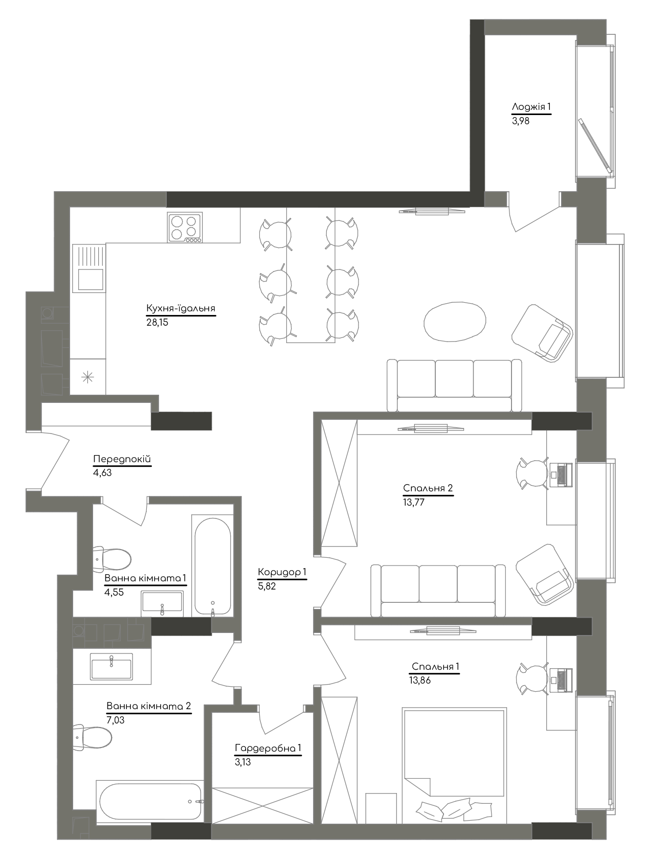 2-кімнатна 84.92 м² в ЖК Washington Concept House від 63 973 грн/м², Київ