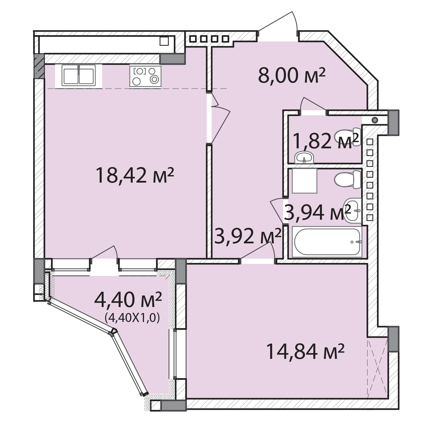 2-комнатная 54.6 м² в ЖК Лавандовый от 21 379 грн/м², г. Бровары