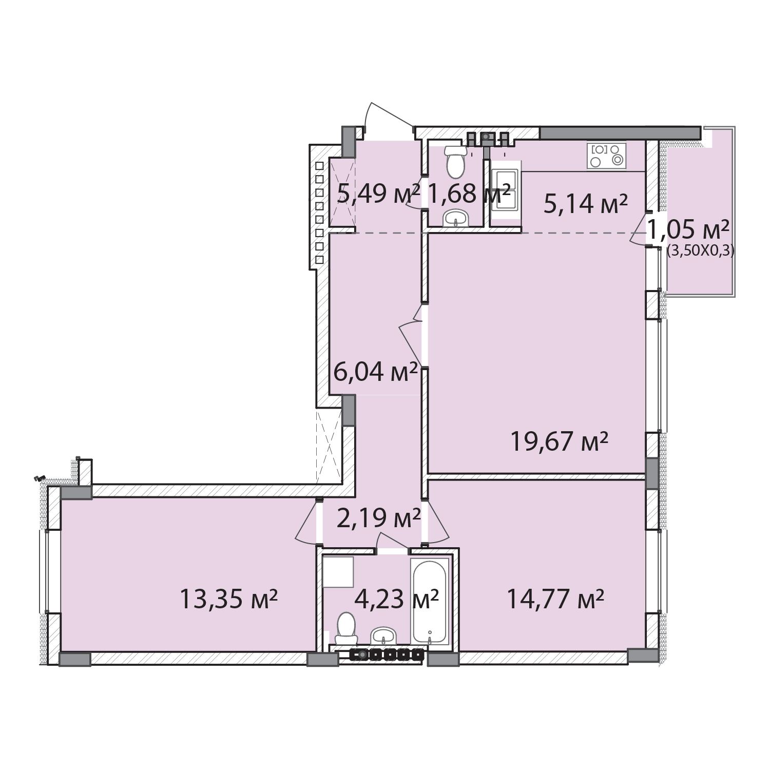 3-кімнатна 73.61 м² в ЖК Лавандовий від 15 700 грн/м², м. Бровари