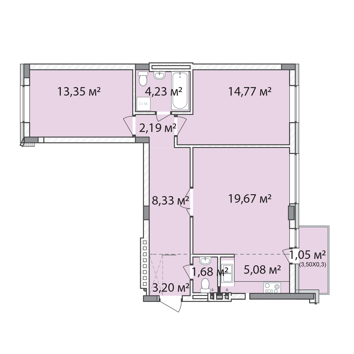 3-кімнатна 73.61 м² в ЖК Лавандовий від 15 700 грн/м², м. Бровари