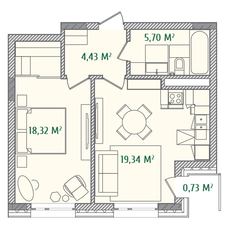 1-кімнатна 47.69 м² в ЖК Illinsky House від 50 770 грн/м², Київ