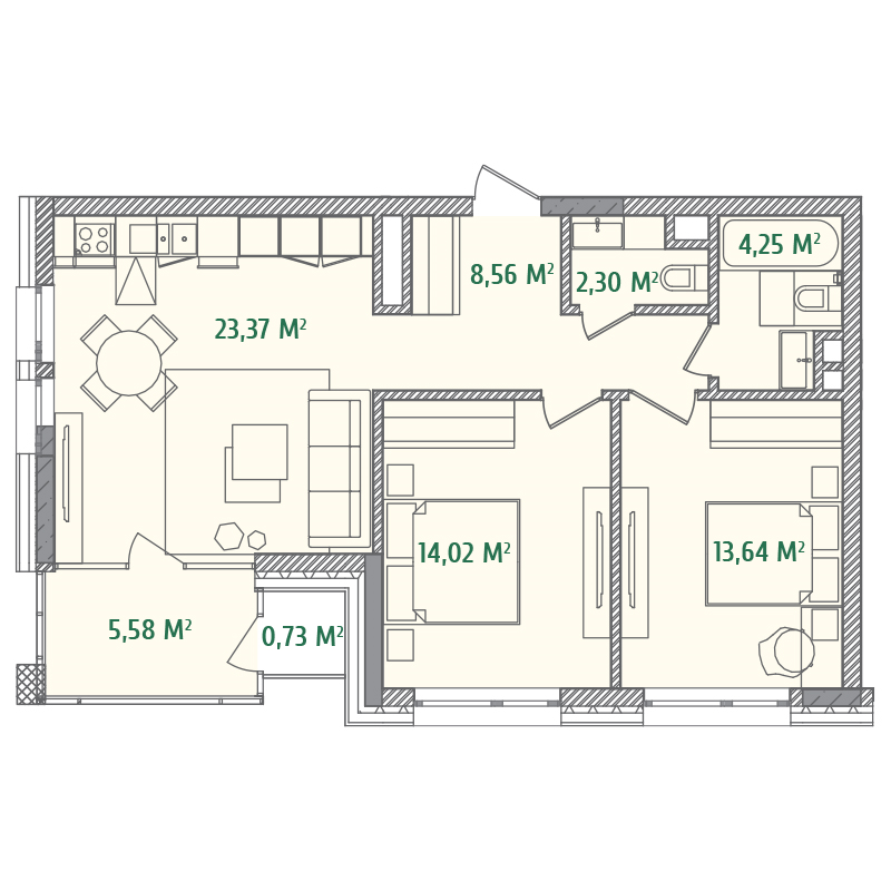 2-кімнатна 72.43 м² в ЖК Illinsky House від 56 075 грн/м², Київ