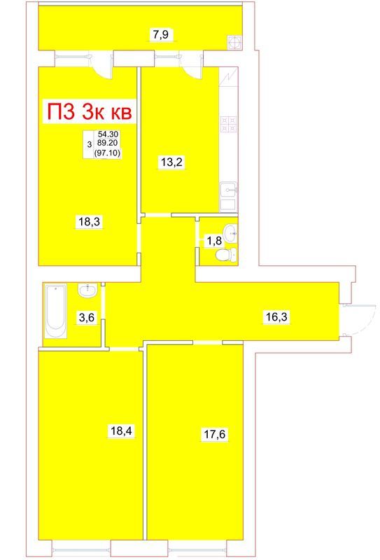 3-кімнатна 97.1 м² в ЖК Мрія від 19 000 грн/м², м. Біла Церква