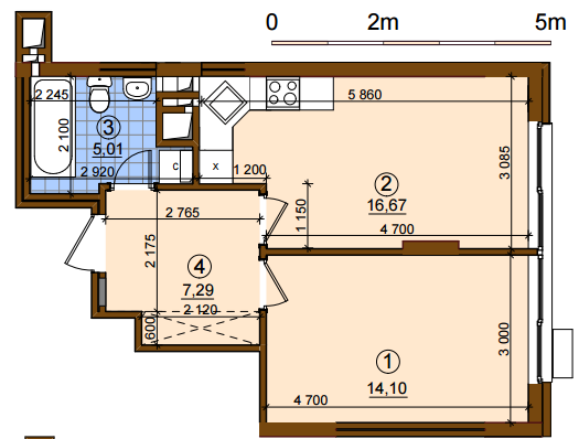 1-кімнатна 43.07 м² в ЖК Варшавський Мікрорайон від 19 000 грн/м², Київ
