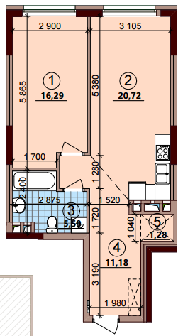 1-кімнатна 55.06 м² в ЖК Варшавський Плюс від 18 950 грн/м², Київ