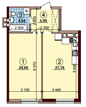 1-комнатная 51.72 м² в ЖК Варшавский Плюс от 18 950 грн/м², Киев